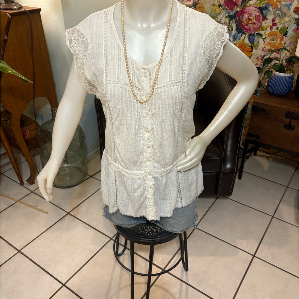 Elegant Cream Lace Women's Free People Top